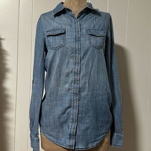Arizona Jean Company Women's Blue Snap Front Denim Jacket Size S